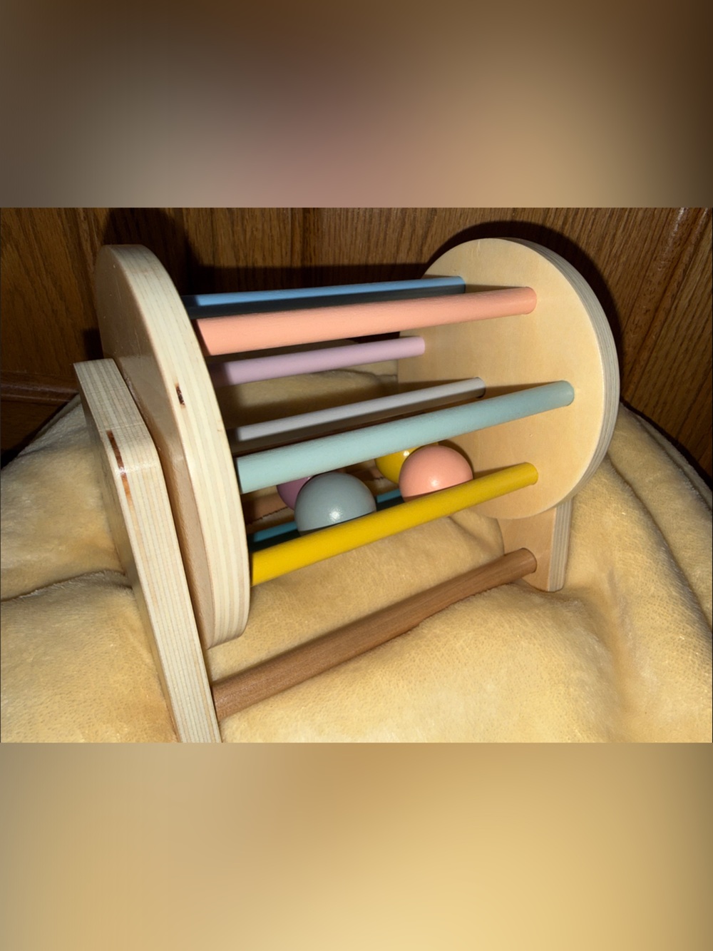 Pastel Wooden Ball Roller Rattle - Montessori Sensory Toy